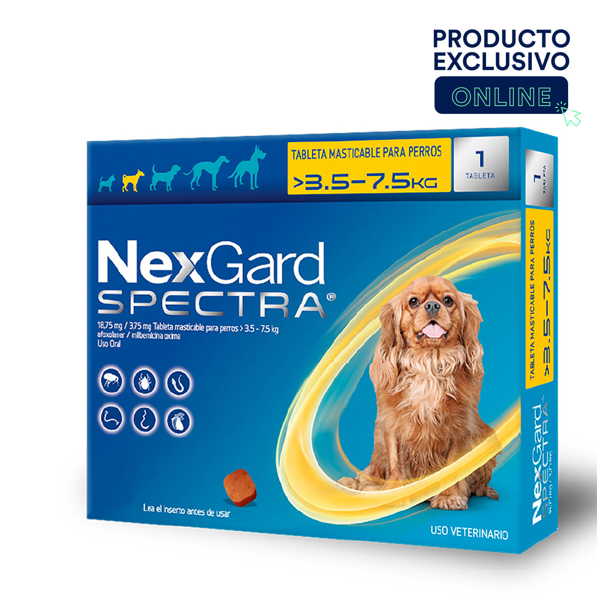 Nexgard Spectra Antiparasitario, Antipulgas, - Tabletas masticables (Todos los tamaños)