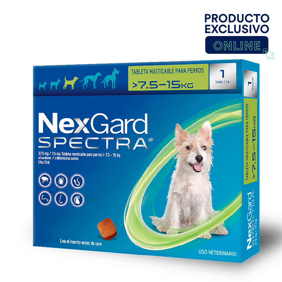 Nexgard Spectra Antiparasitario, Antipulgas, - Tabletas masticables (Todos los tamaños)