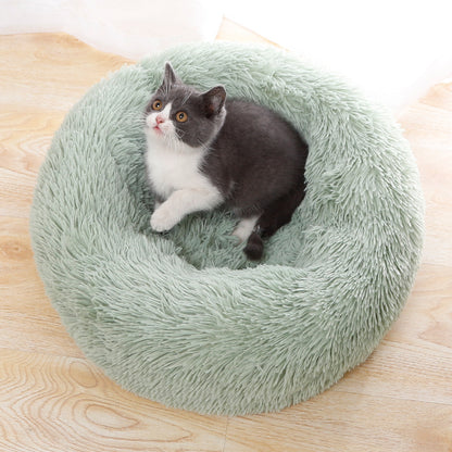 Cama circular suave peluda para perros y gatos