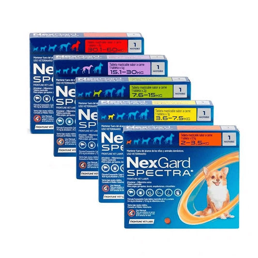 Nexgard Spectra Antiparasitario, Antipulgas, - Tabletas masticables (Todos los tamaños)